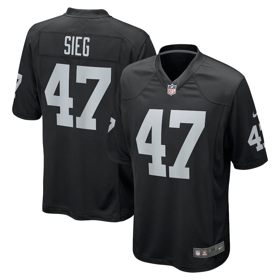 Men Oakland Raiders #47 Trent Sieg Nike Black Game NFL Jersey